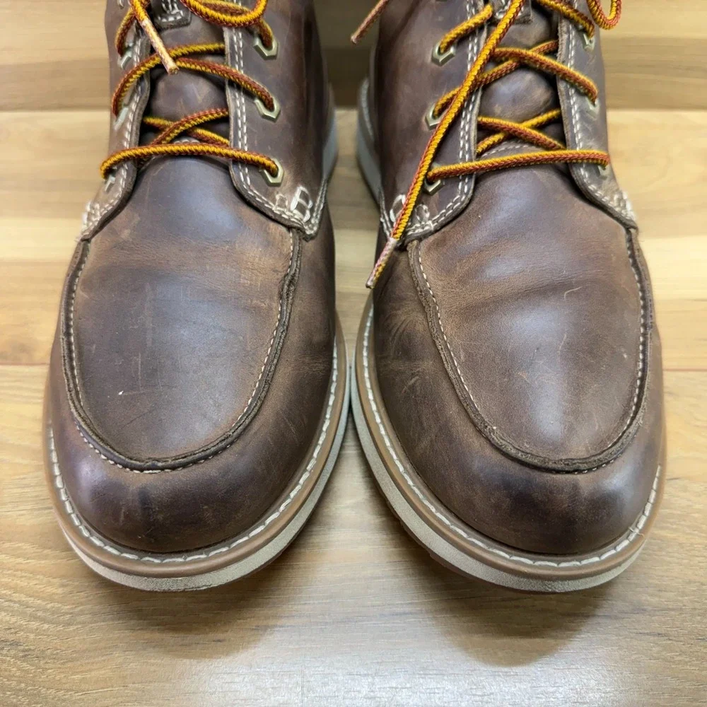 LL BEAN Stonington Moc Toe Boots Mens 11 M Brown Leather Wedge Casual Everyday